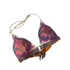 Victoria’s Secret Women’s White Multicolor Paisley String Bikini Top Size Medium